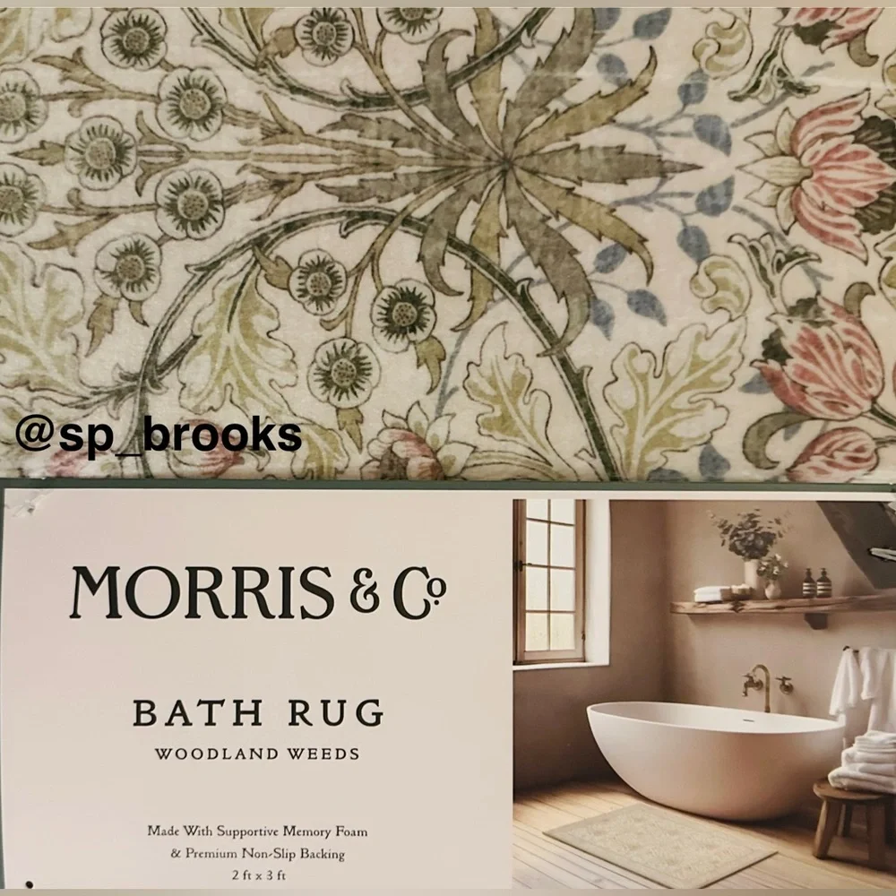 🎁Morris & Co. Bath Rug - Natural - 24”x36” Woodland Weeds Memory Foam Bath Rug